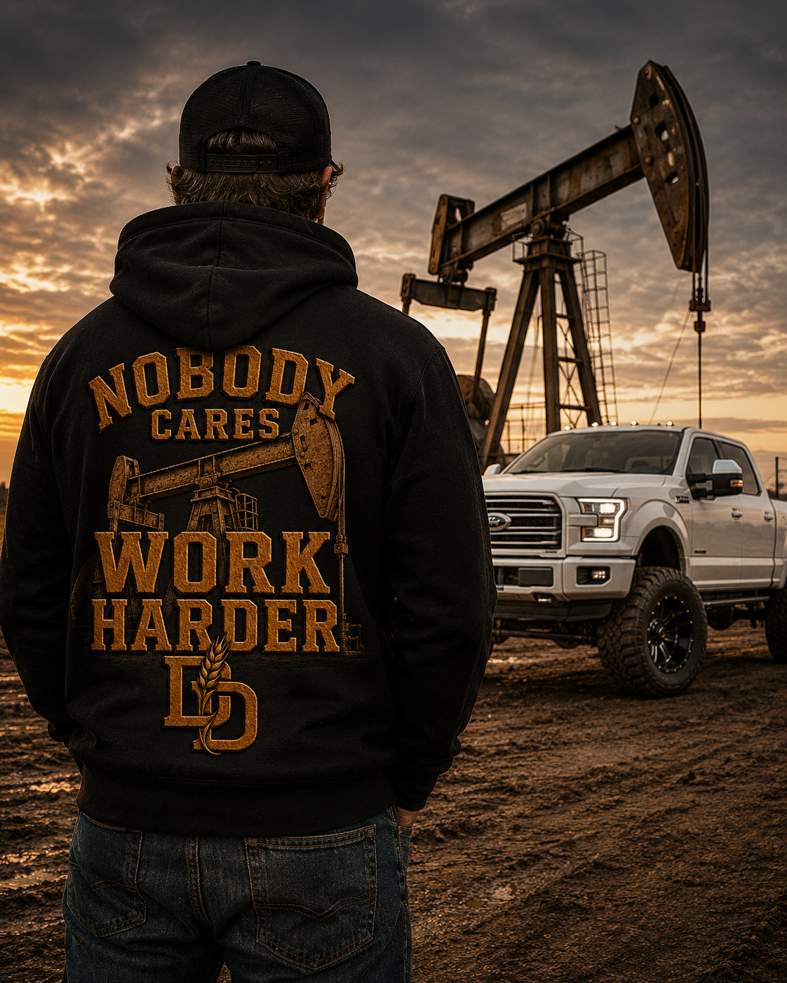 Nobody Cares Work Harder Unisex Hoodie Front Pouch Pocket